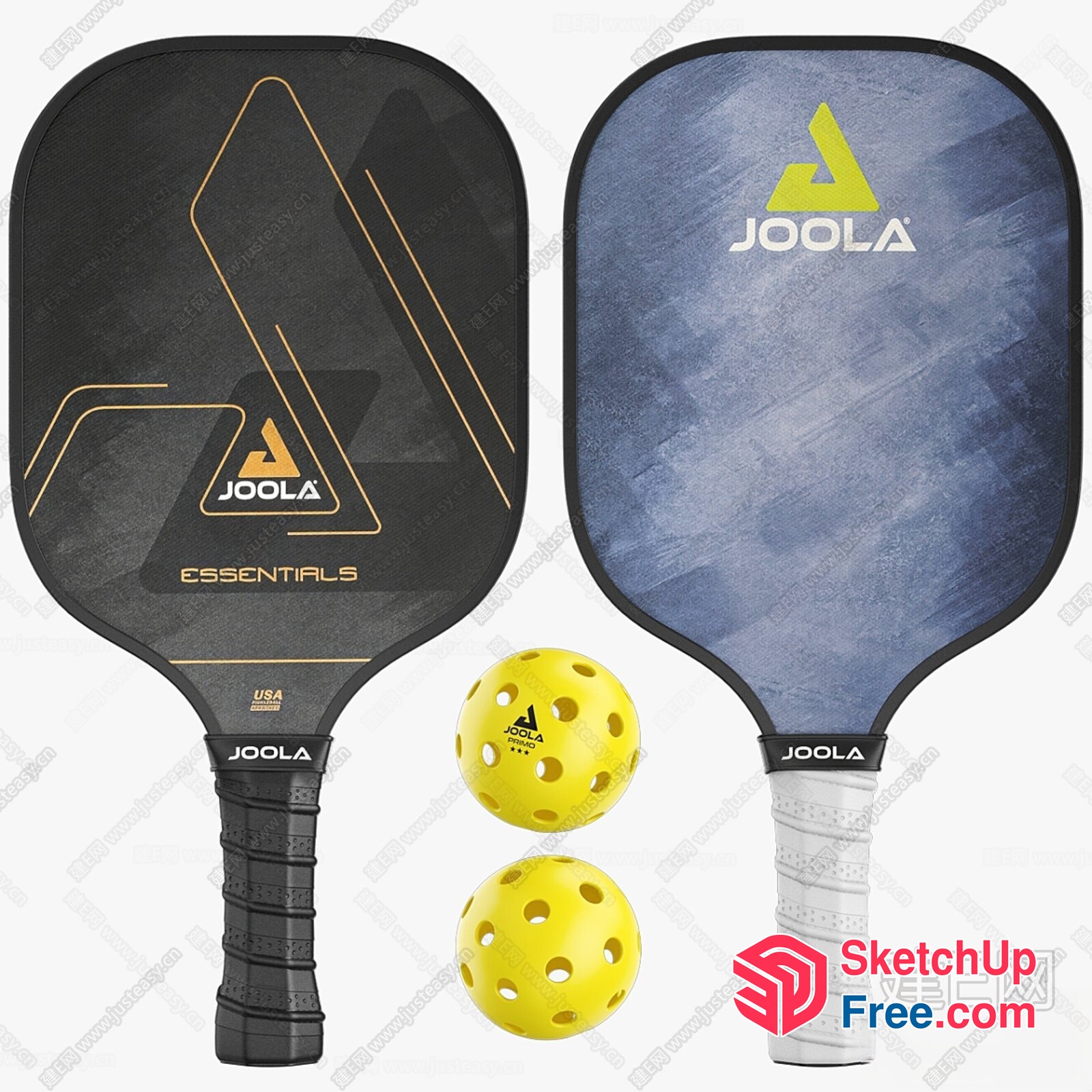 Joola Pickleball Paddles And Balls 3D SketchUp File