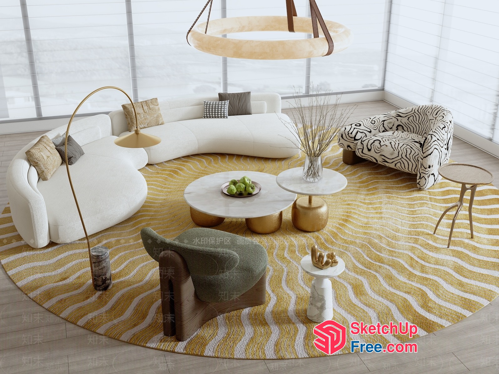 Contemporary Modern Living Room Interior Design 3D SketchUp File