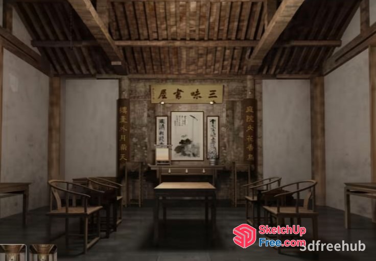 Traditional Chinese Study Room 3D SketchUp File