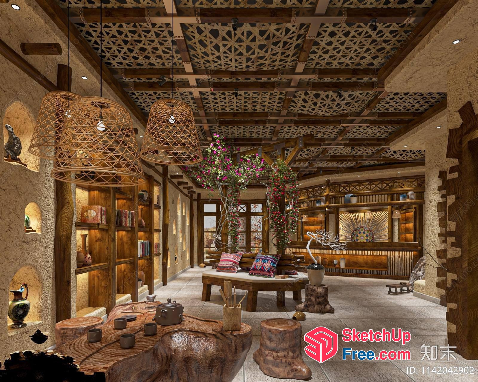 Rustic Wabi-Sabi Style Interior 3D SketchUp File