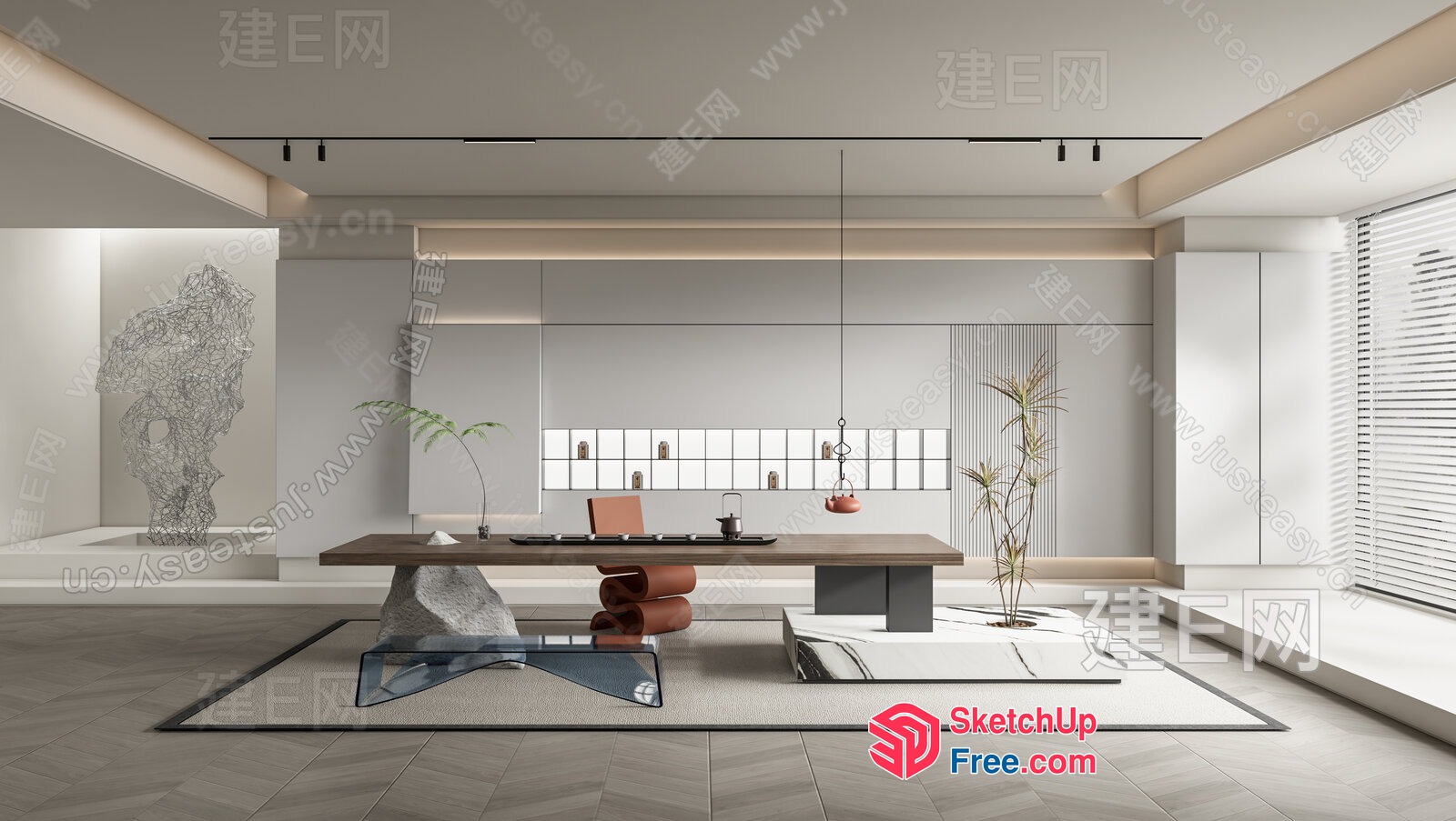 Modern Office Space With Minimalist Decor 3D SketchUp File