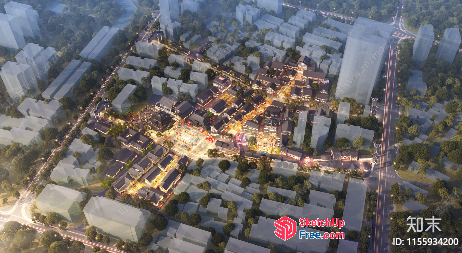 Urban Development Plan With Commercial Street And Residential Buildings 3D SketchUp File