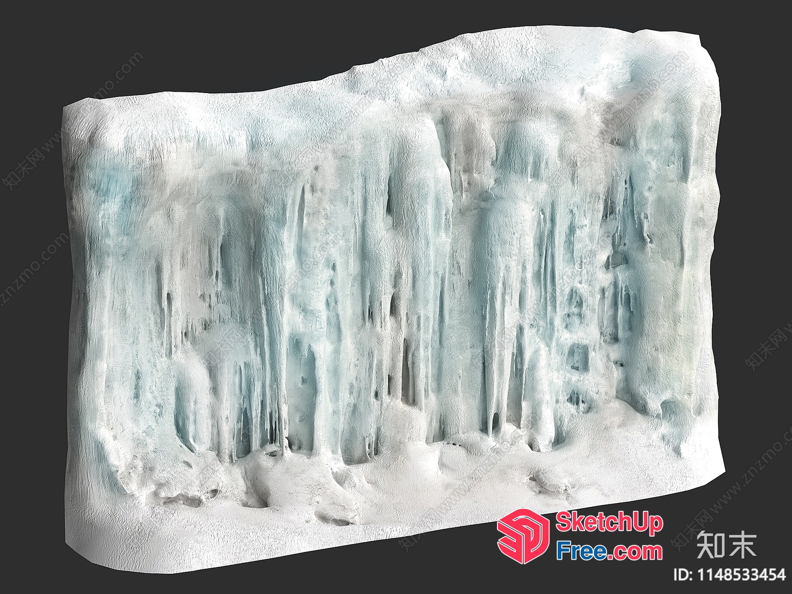 Icy Blue Carved Pillars On A White Wall 3D SketchUp File