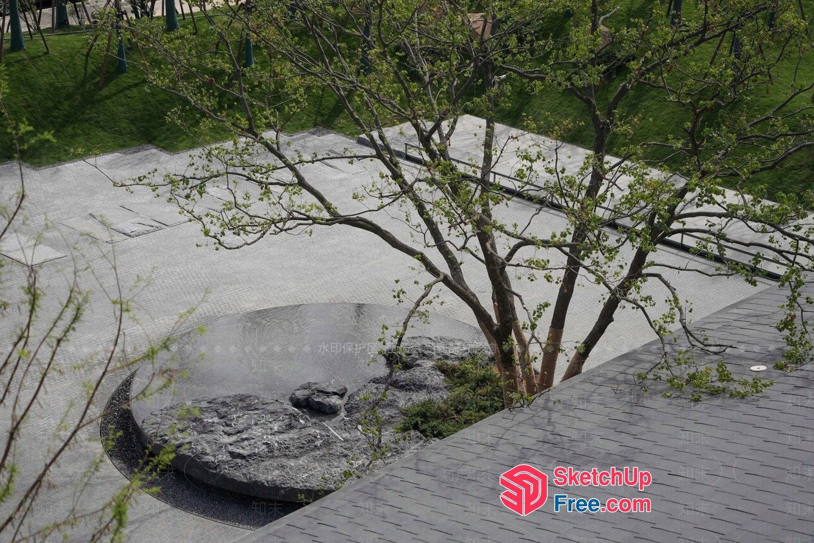 Japanese Style Garden With Stone And Tree 3D SketchUp File