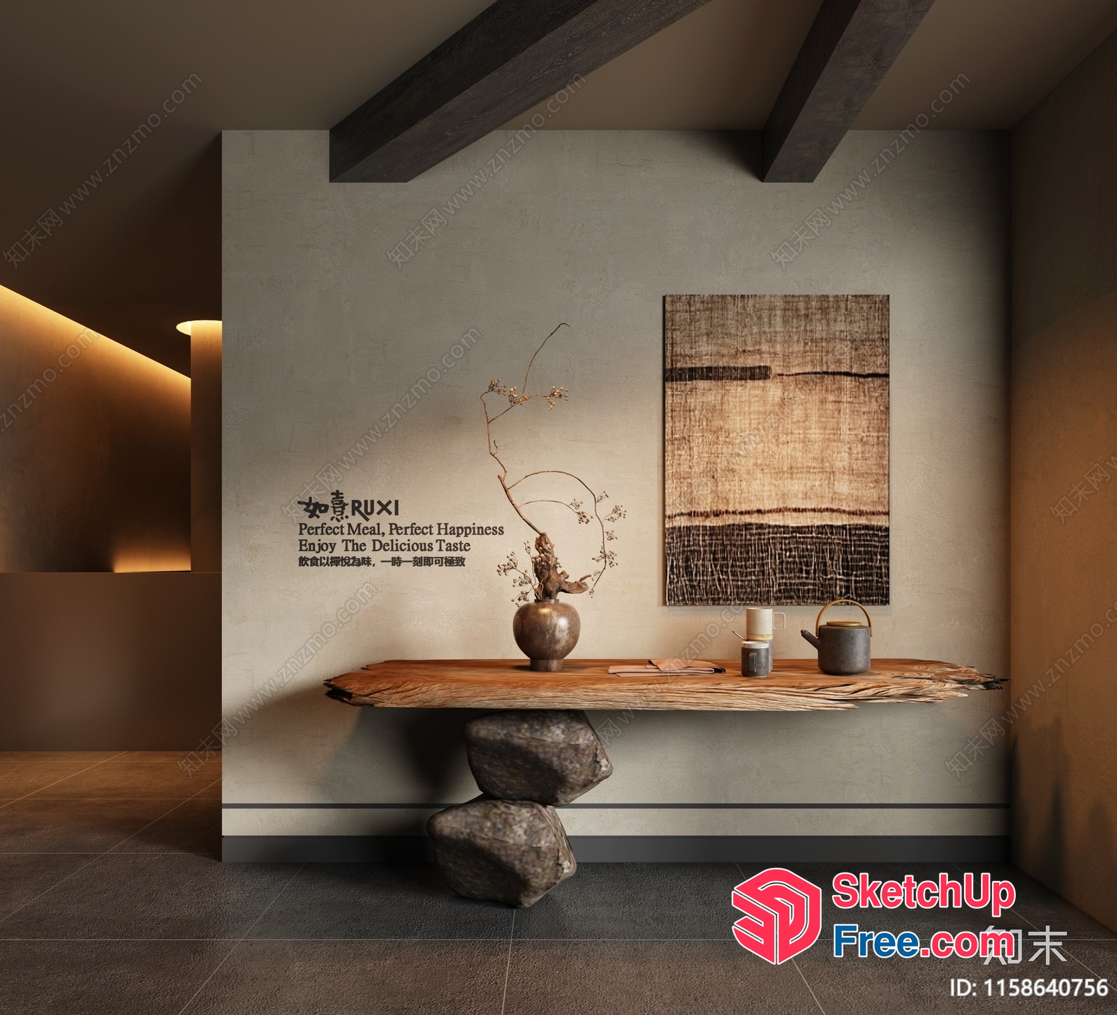 Japanese Inspired Interior Design With Natural Elements 3D SketchUp File