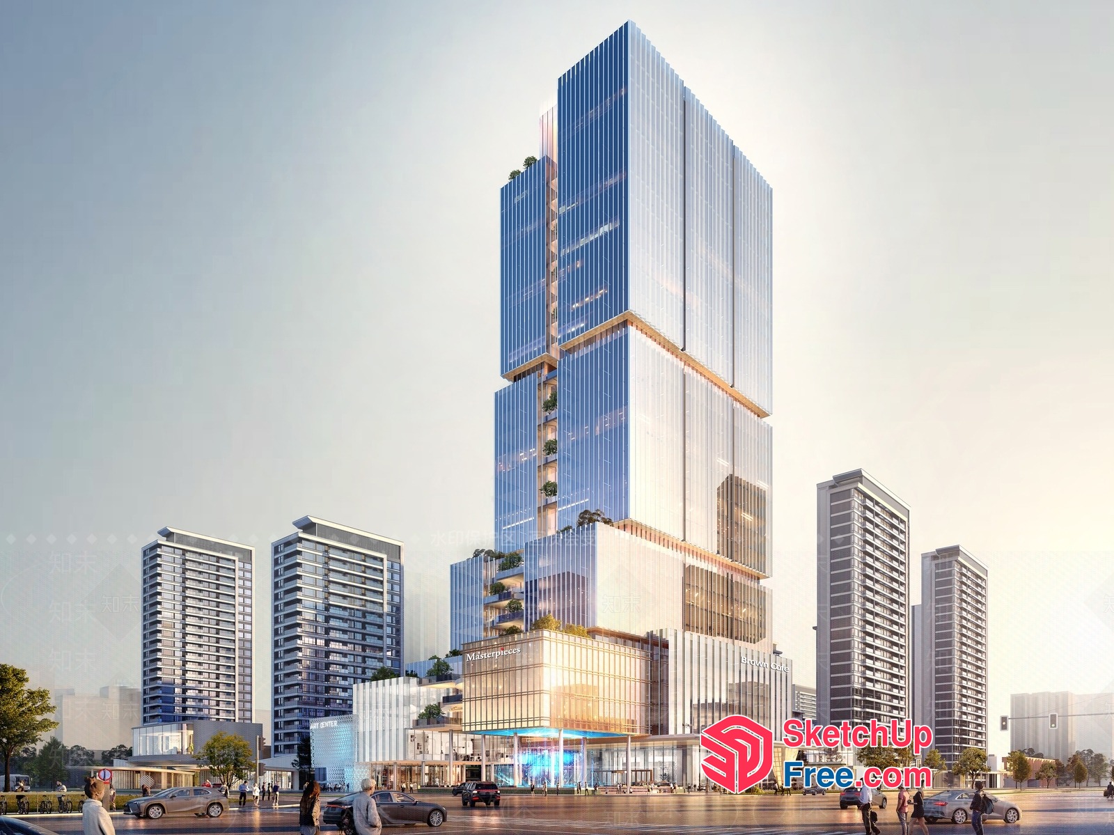Modern Urban High-Rise Building Complex 3D SketchUp File