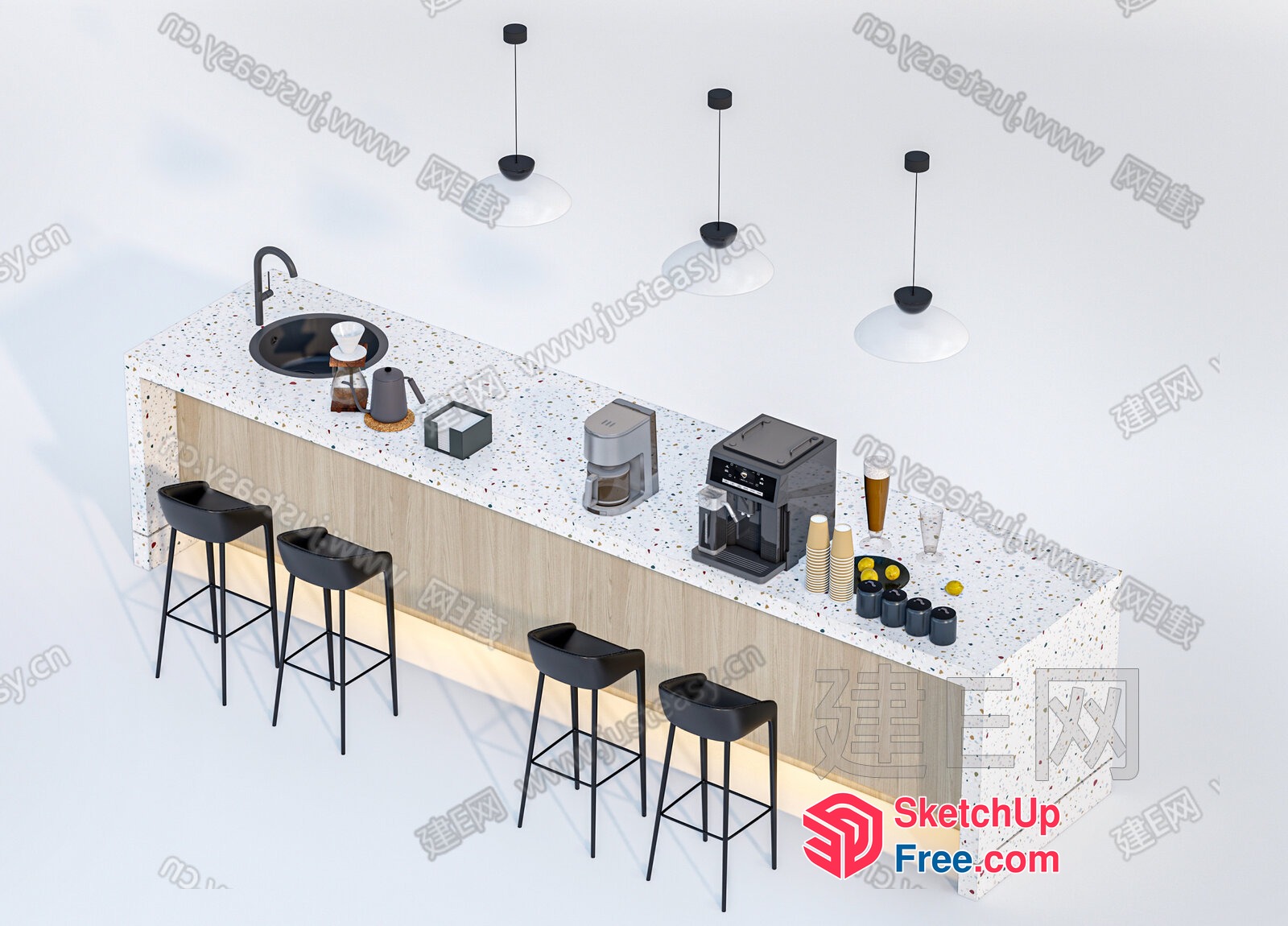 Modern Minimalist Coffee Bar 3D SketchUp File