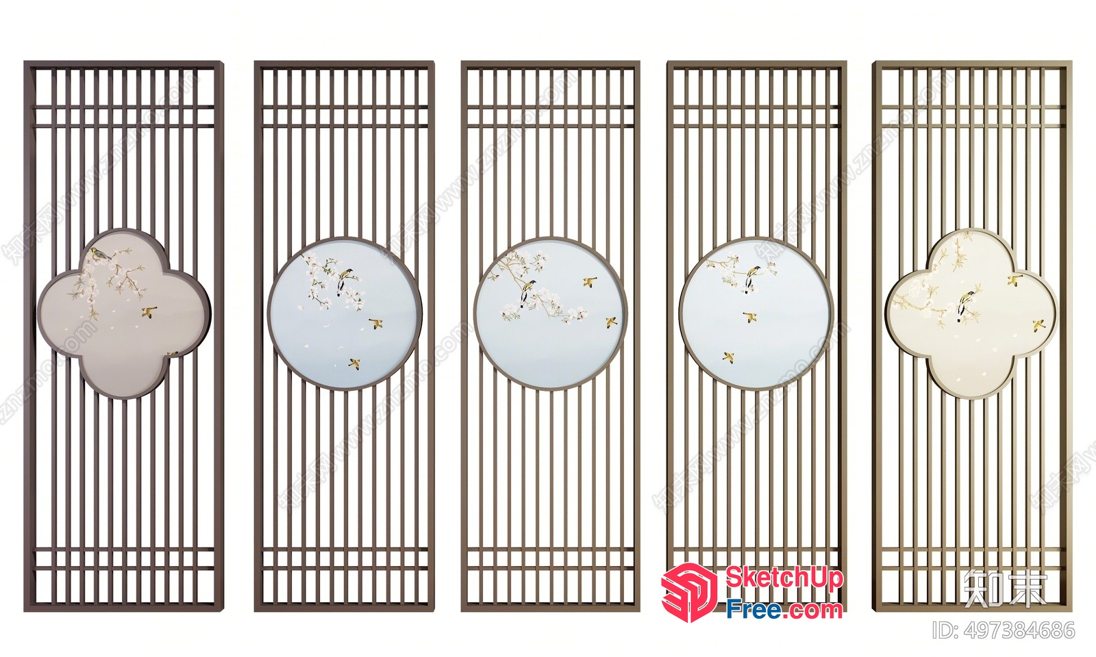 Elegant Japanese-Style Partition Screen 3D SketchUp File