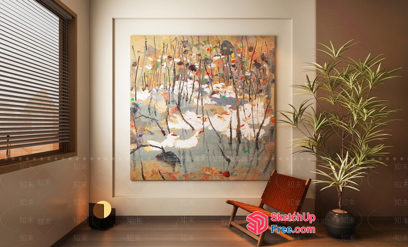 Vibrant Abstract Artwork With Nature Motif 3D SketchUp File
