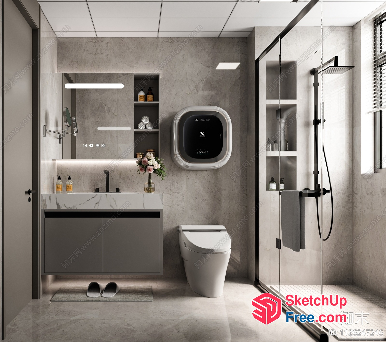 Modern Bathroom With Sleek Fixtures And Natural Lighting 3D SketchUp File