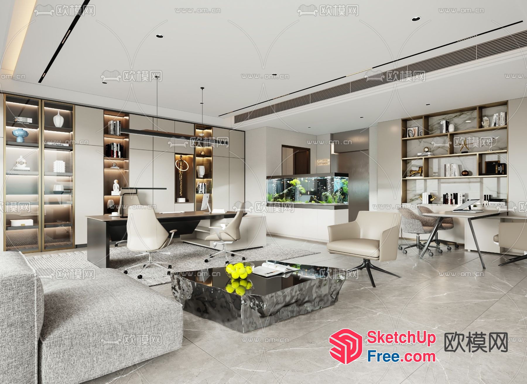 Elegant Modern Office Space With Sleek Furniture And Decor 3D SketchUp File