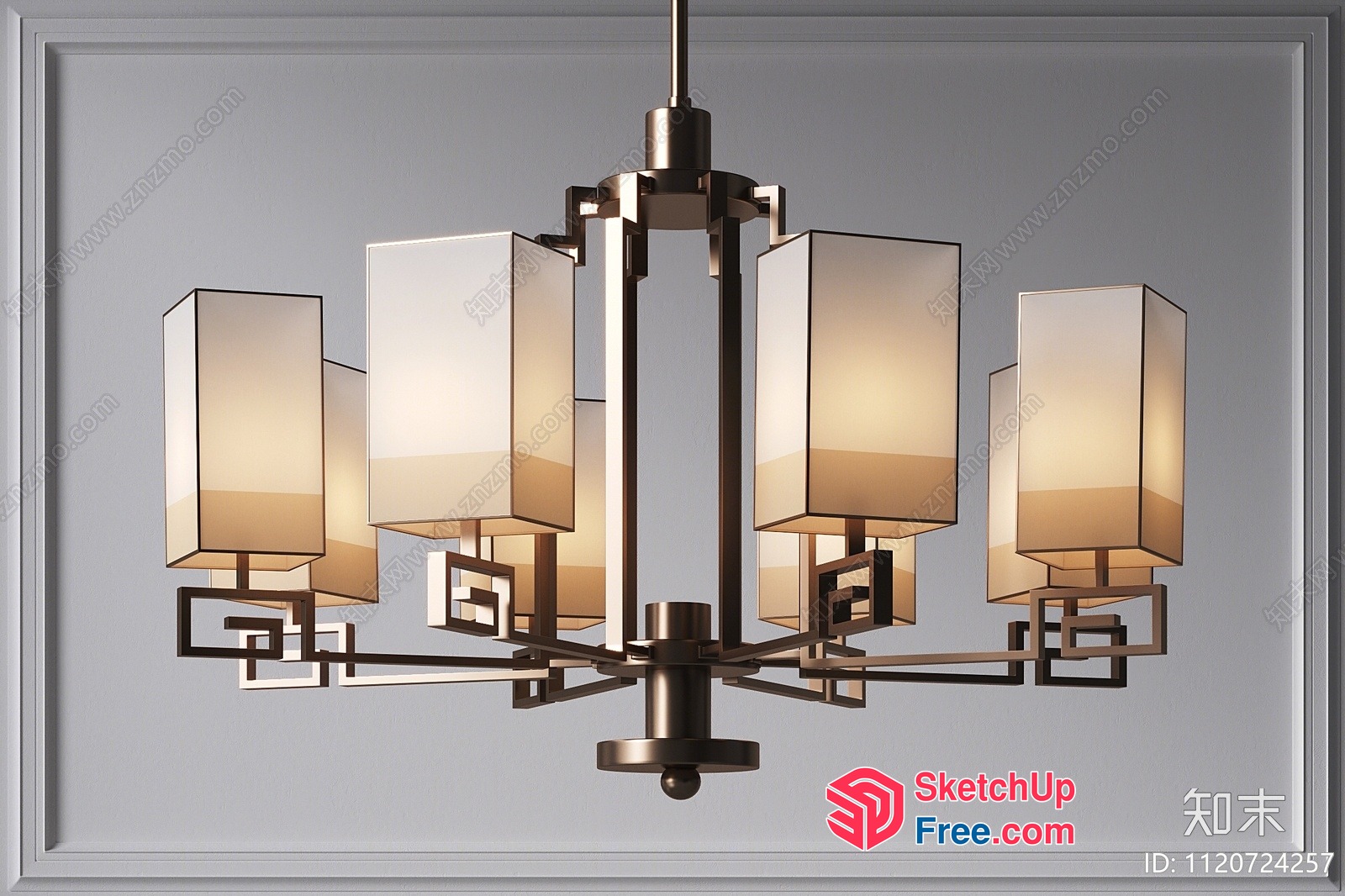 Elegant Chandelier With Rectangular Shades 3D SketchUp File