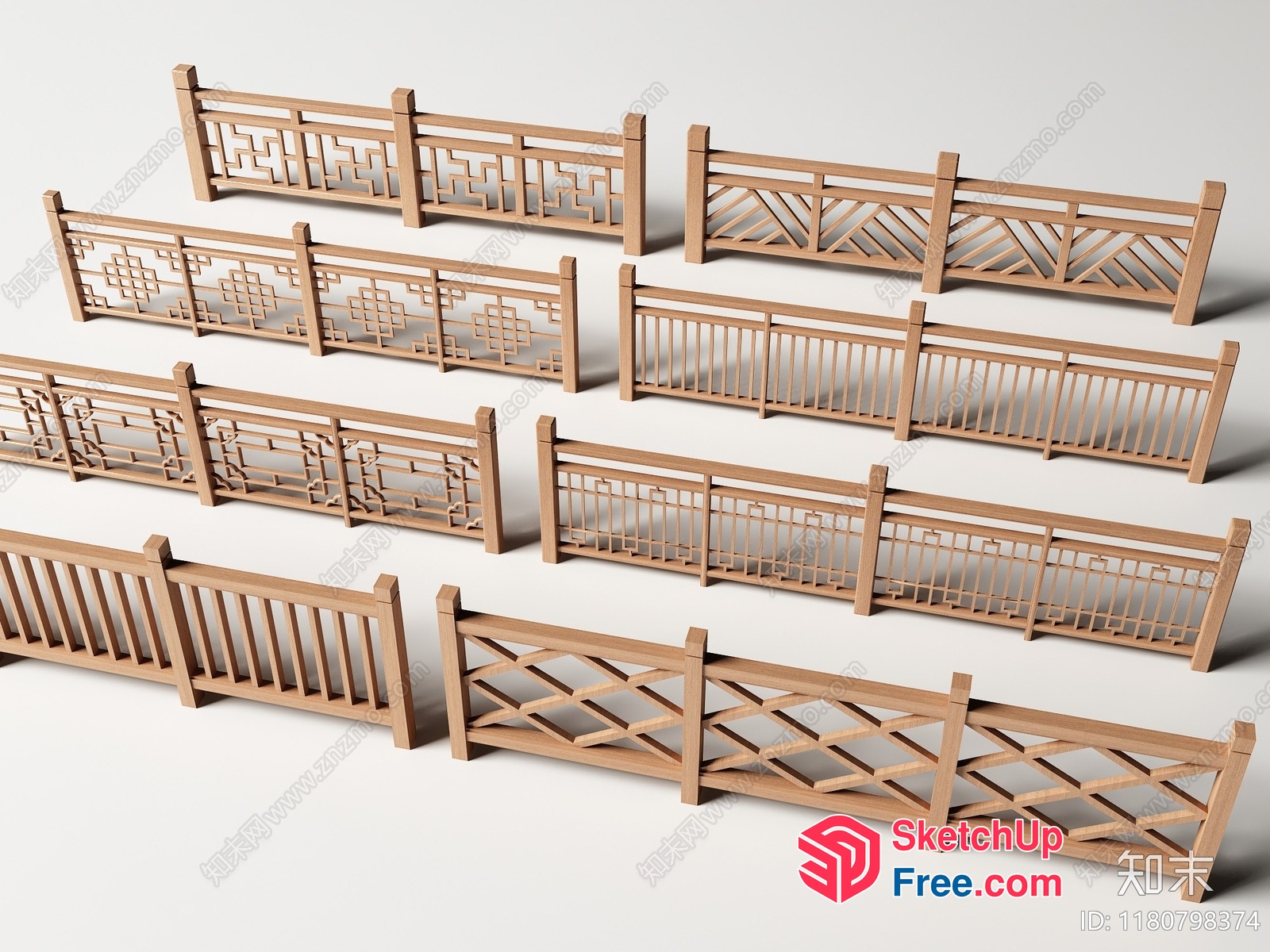 Asian-Inspired Wooden Fences 3D SketchUp File