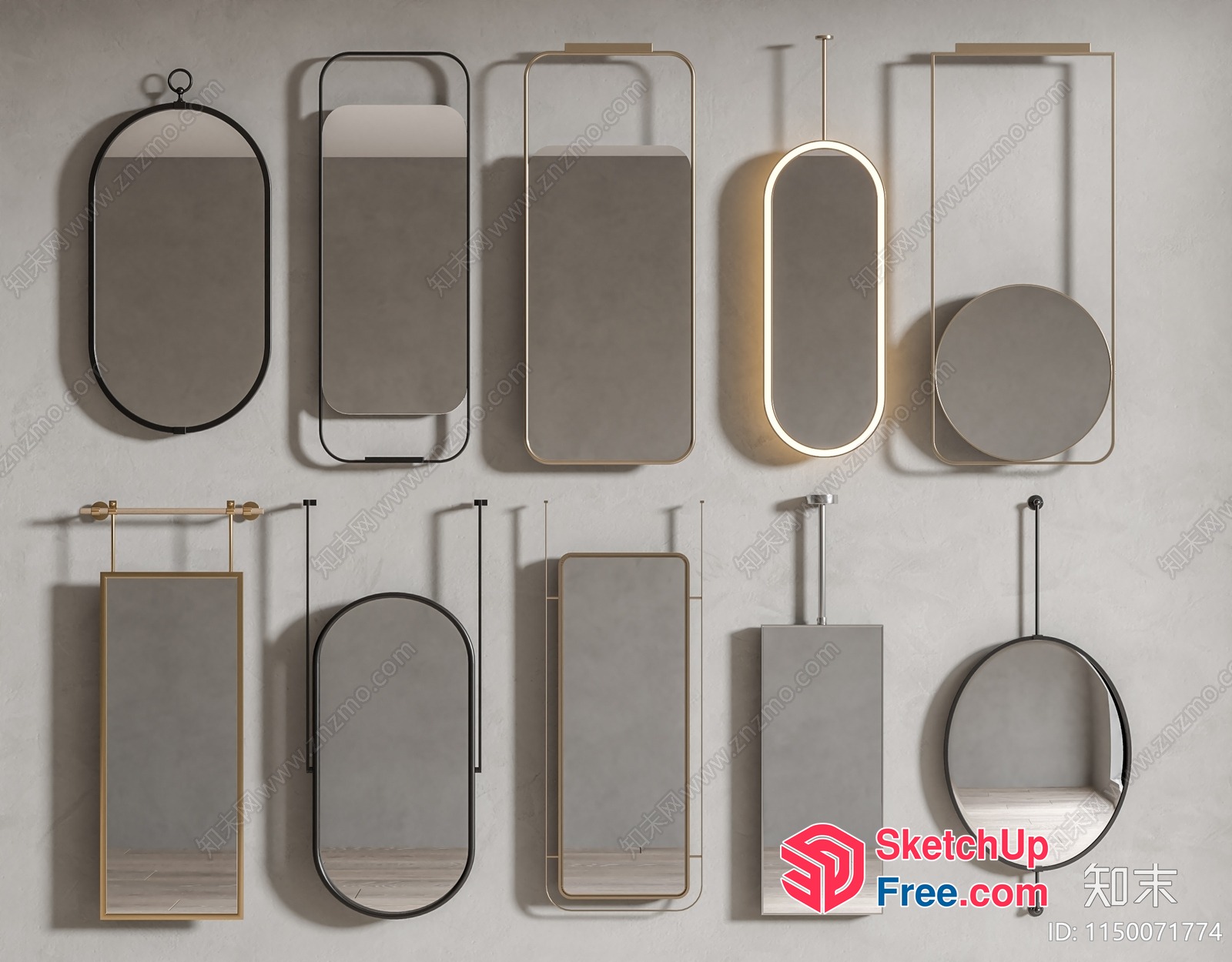 Modern Minimalist Bathroom Decorative Mirrors 3D SketchUp File