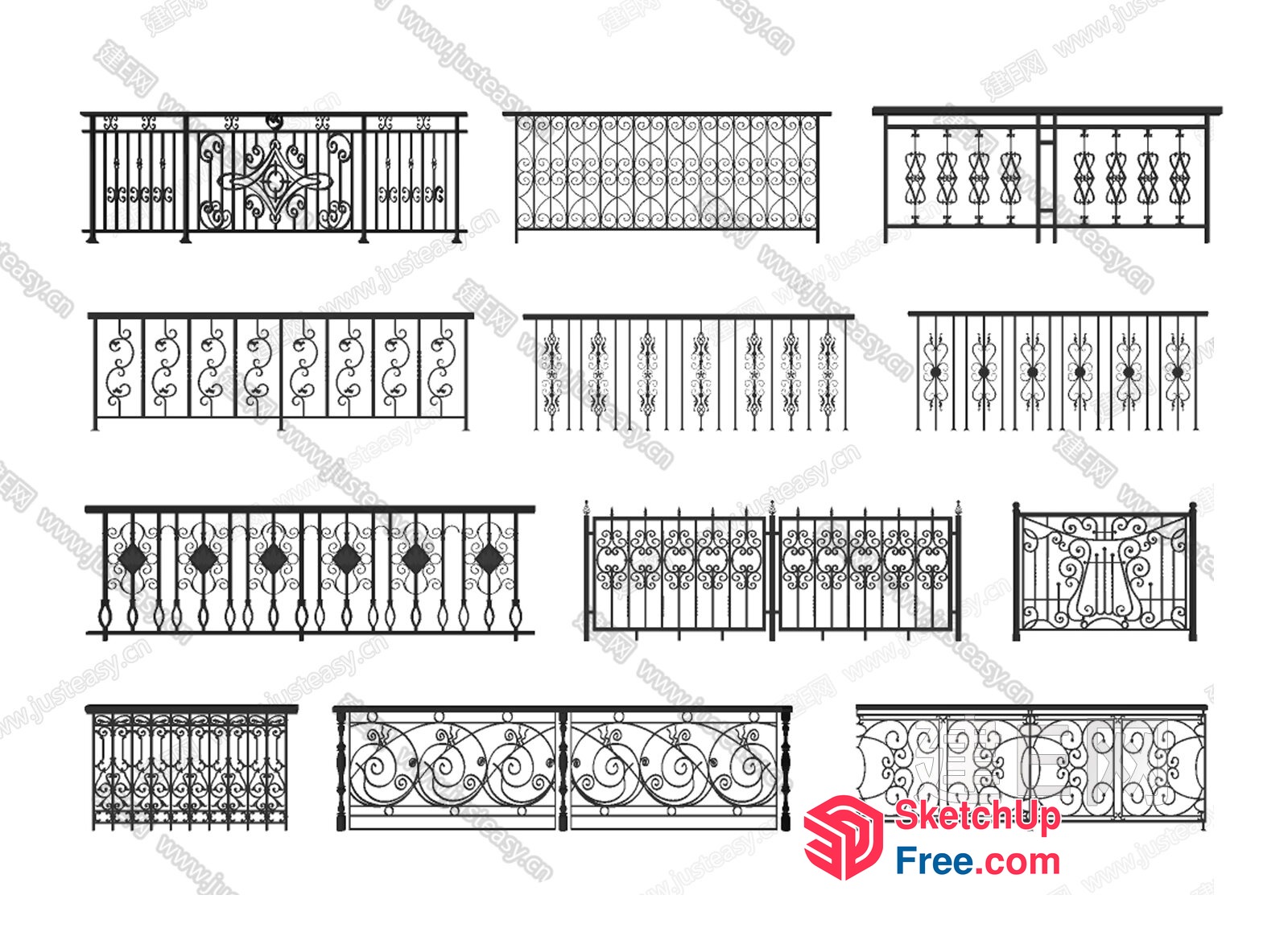 Ornate Railing Designs 3D SketchUp File