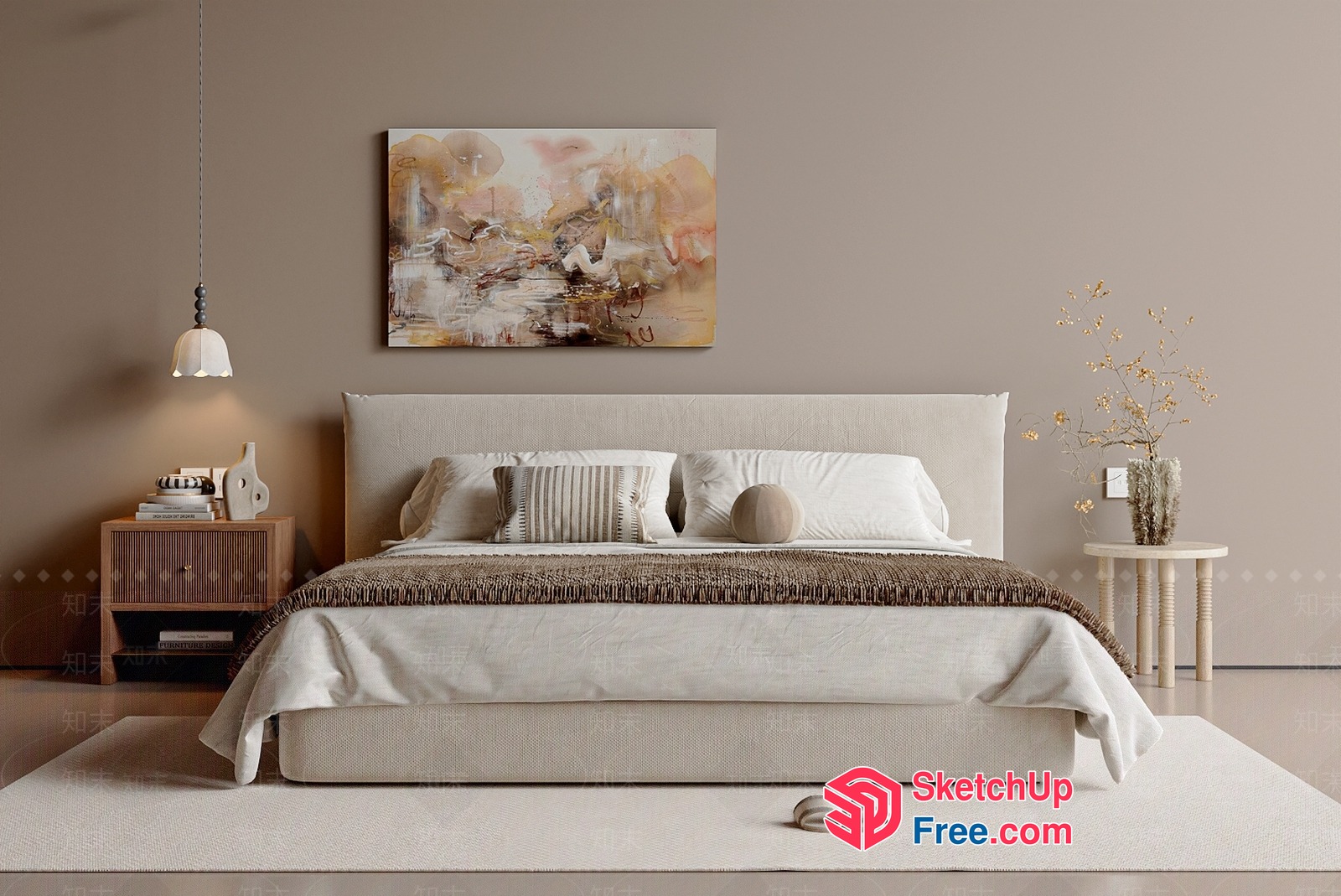 Elegant Minimalist Bedroom Decor 3D SketchUp File