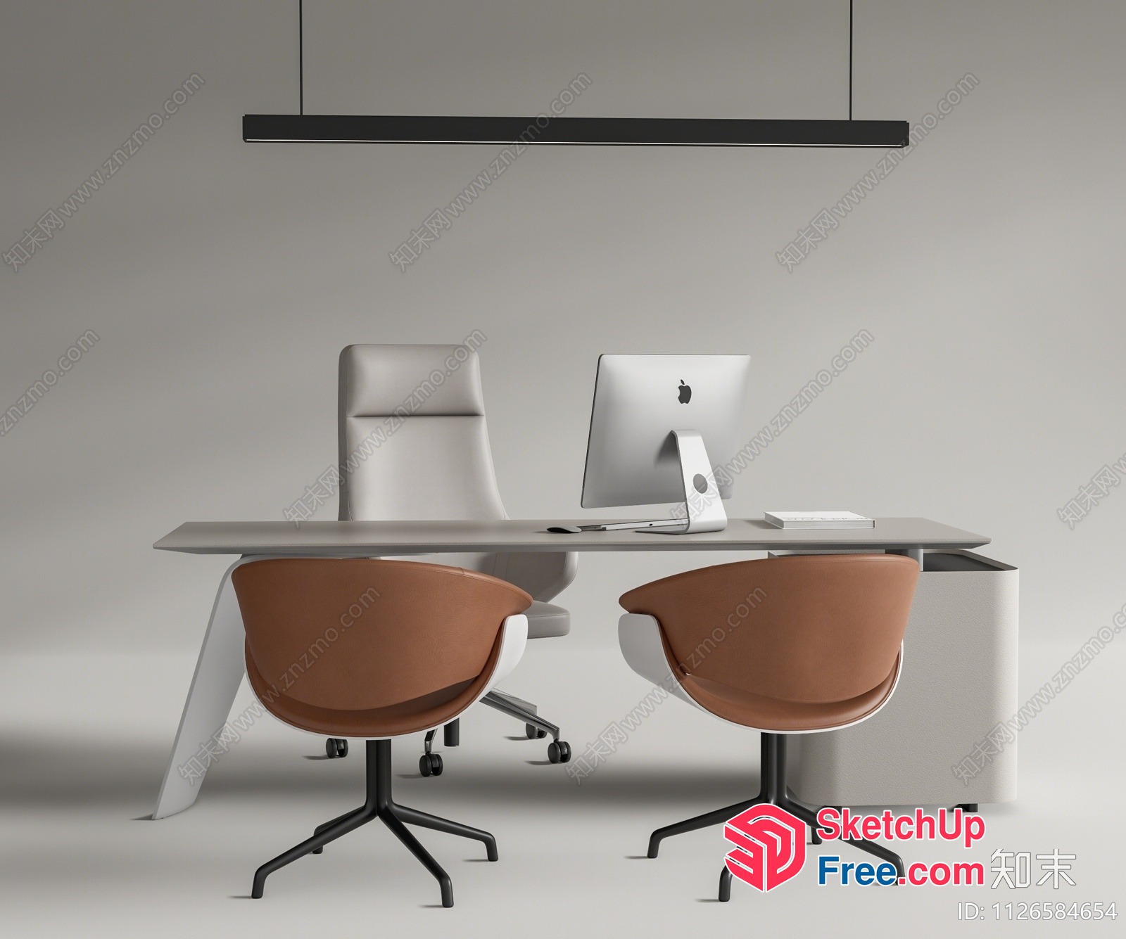 Modern Office Workspace With Sleek Furniture And Neutral Color Scheme 3D SketchUp File