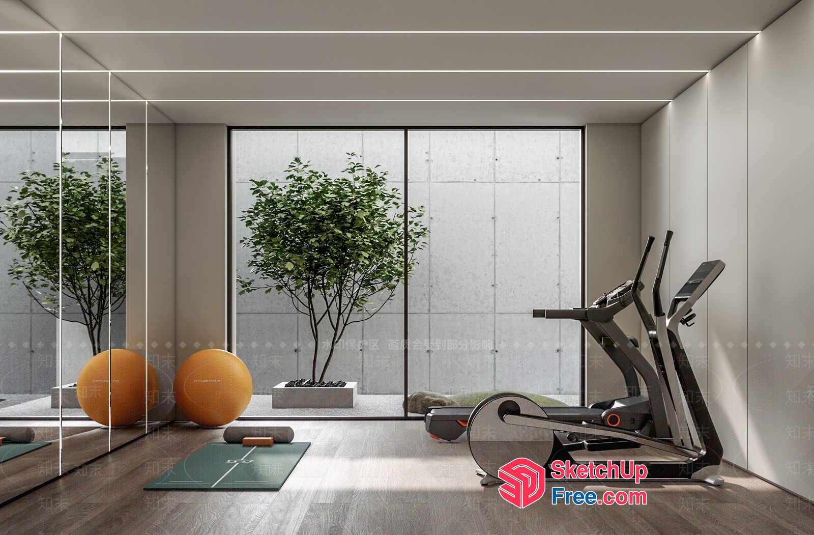 Modern Gym With Sleek Equipment And Minimalist Decor 3D SketchUp File