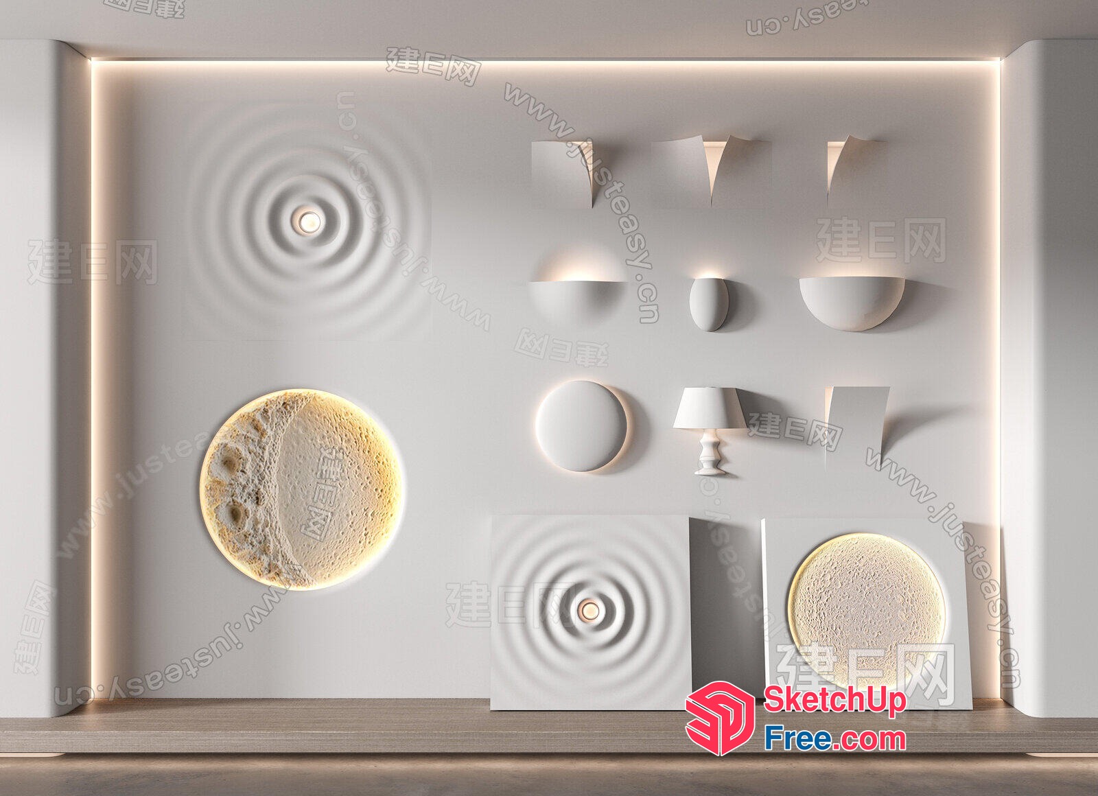 Modern Minimalist White Wall Decorations 3D SketchUp File
