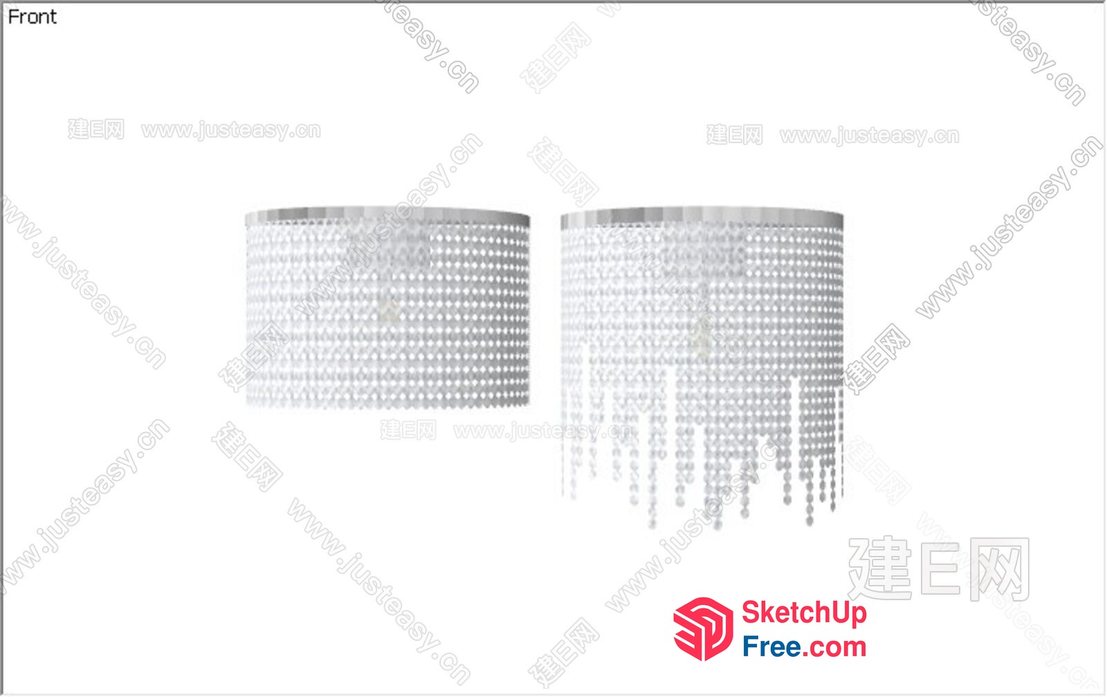 Modern Crystal Chandelier With Beaded Curtain 3D SketchUp File