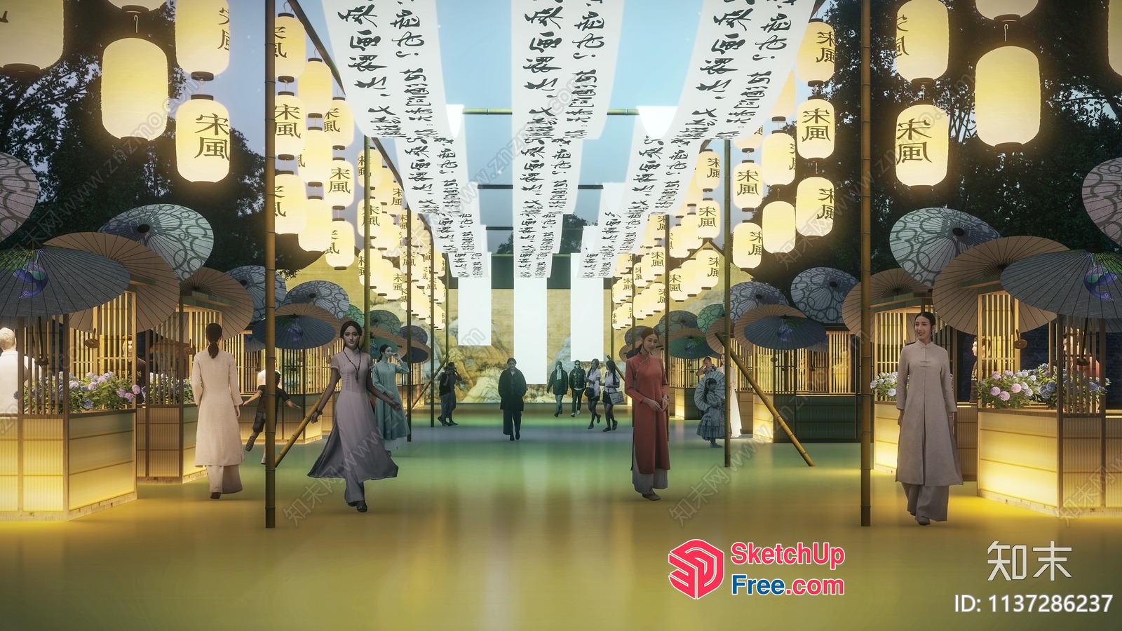Asian Style Market Interior 3D SketchUp File