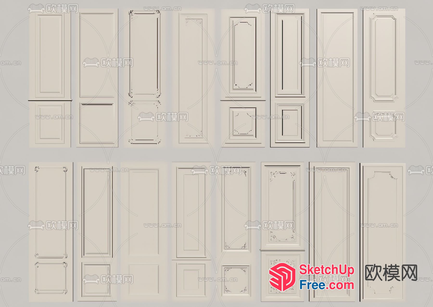 Elegant White Door And Window Panels 3D SketchUp File