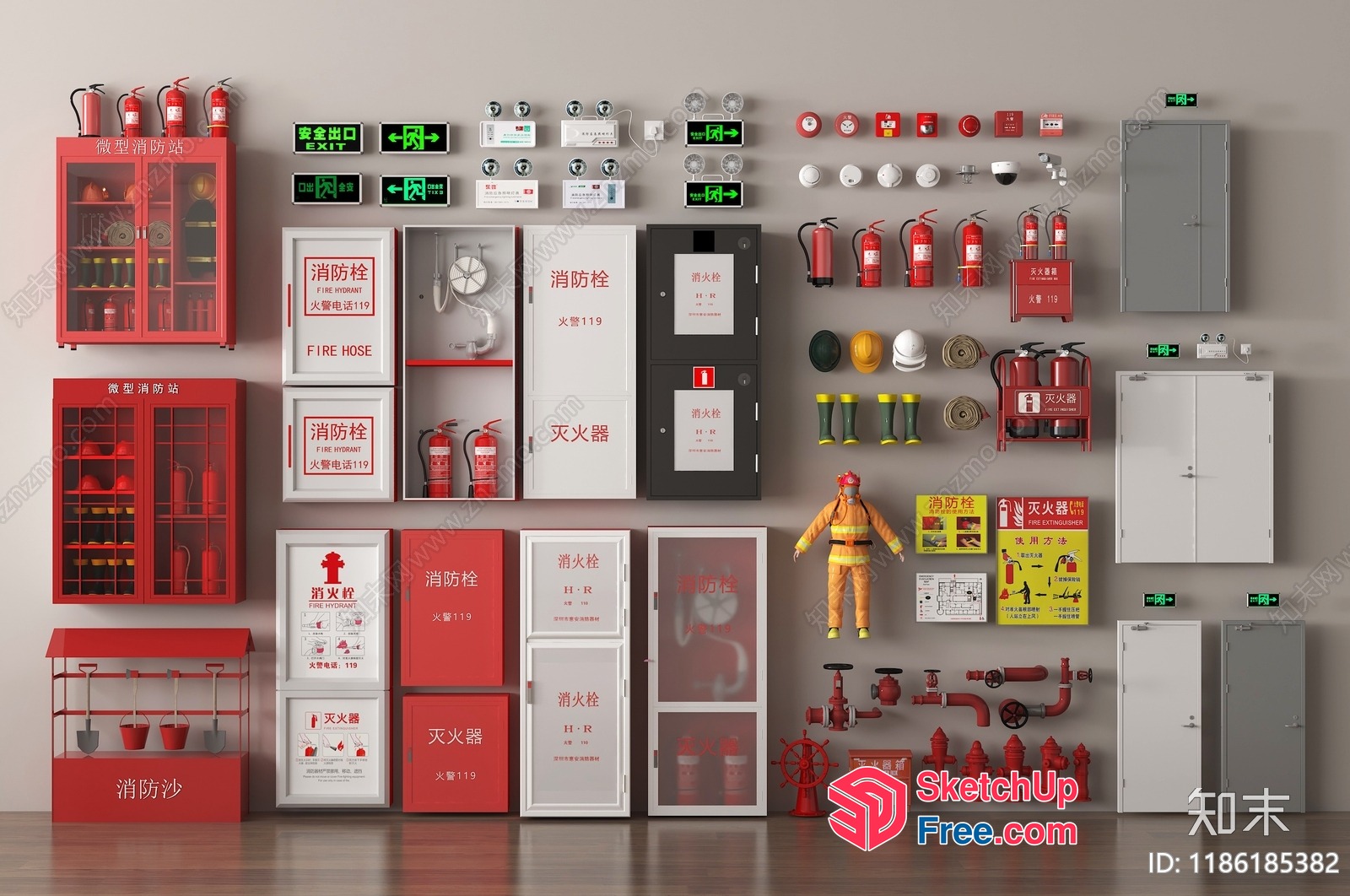 Fire Safety Equipment Collection 3D SketchUp File