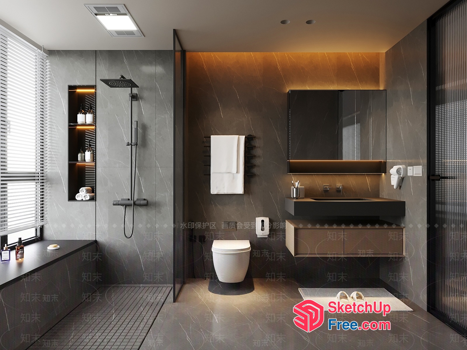Modern Bathroom Interior With Sleek Fixtures 3D SketchUp File