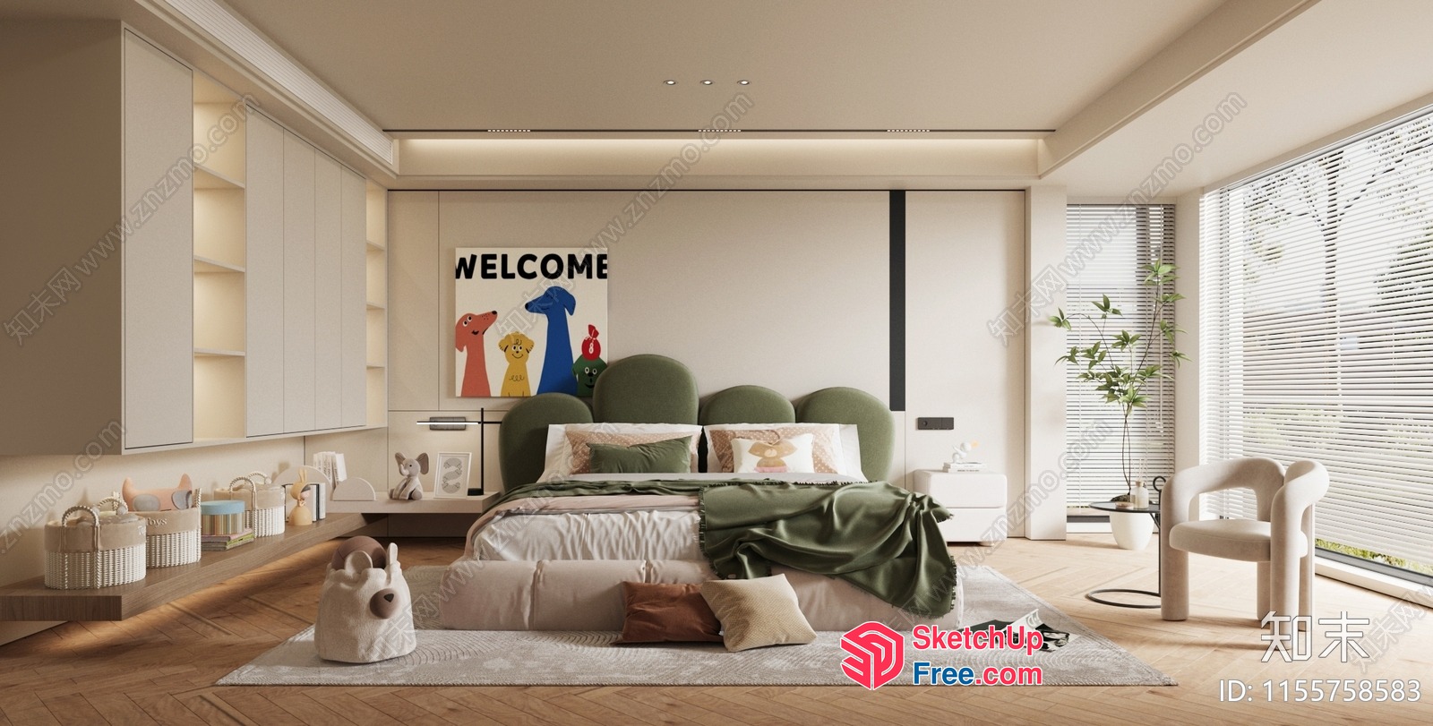 Modern Minimalist Bed Room Design 3D SketchUp File