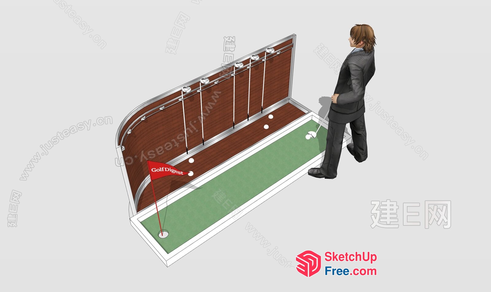 Golf Putting Green And Accessories Display 3D SketchUp File