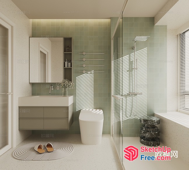 Minimalist Japanese Style Bathroom Interior 3D SketchUp File