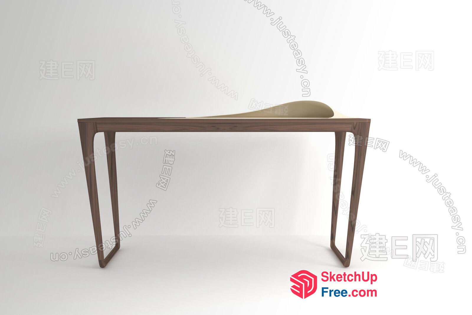 Simple Wooden Desk With A Smooth Surface 3D SketchUp File