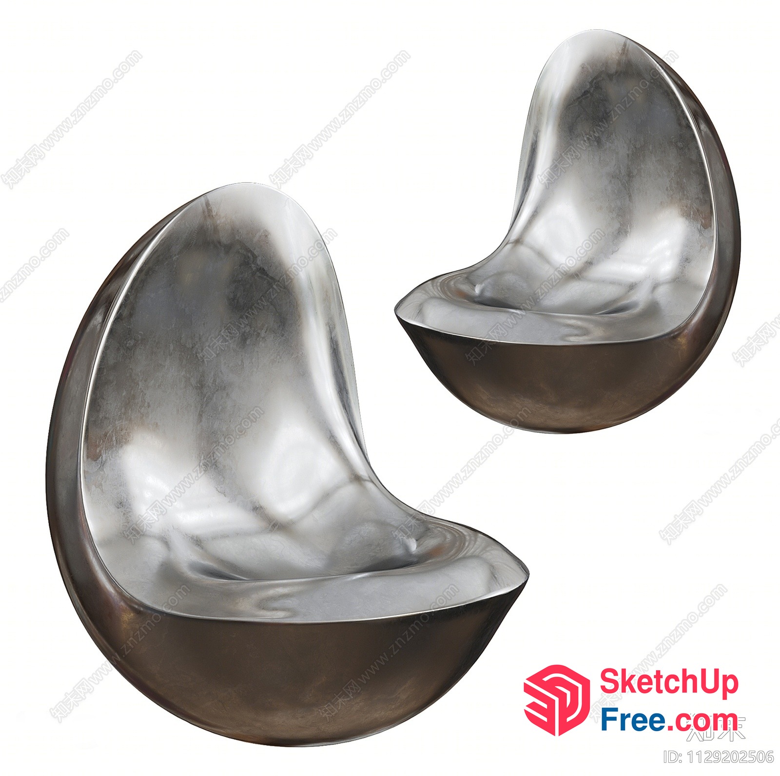 Sleek Space Capsule Chairs 3D SketchUp File