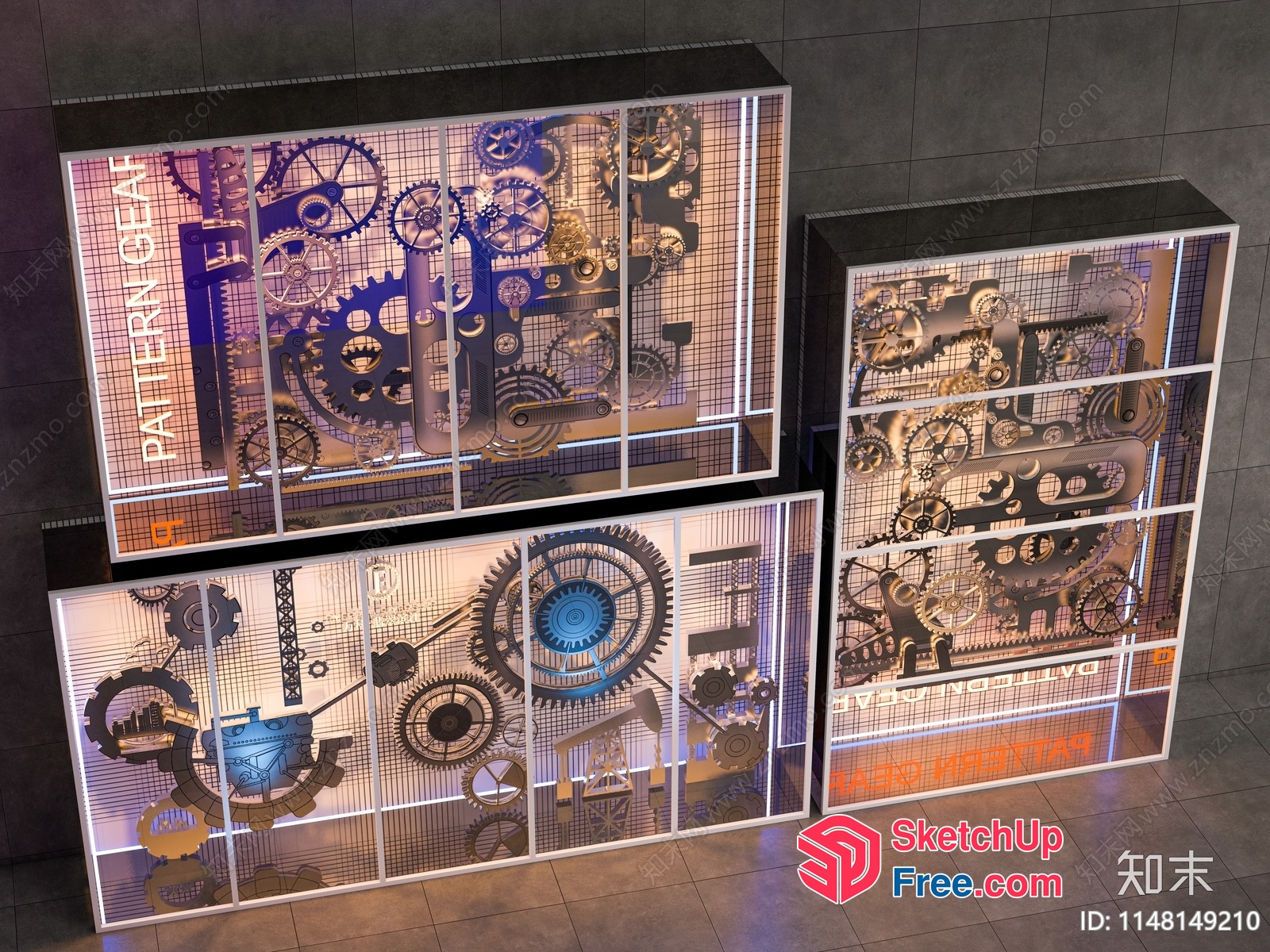 Mechanical Gear Pattern Wall Display 3D SketchUp File