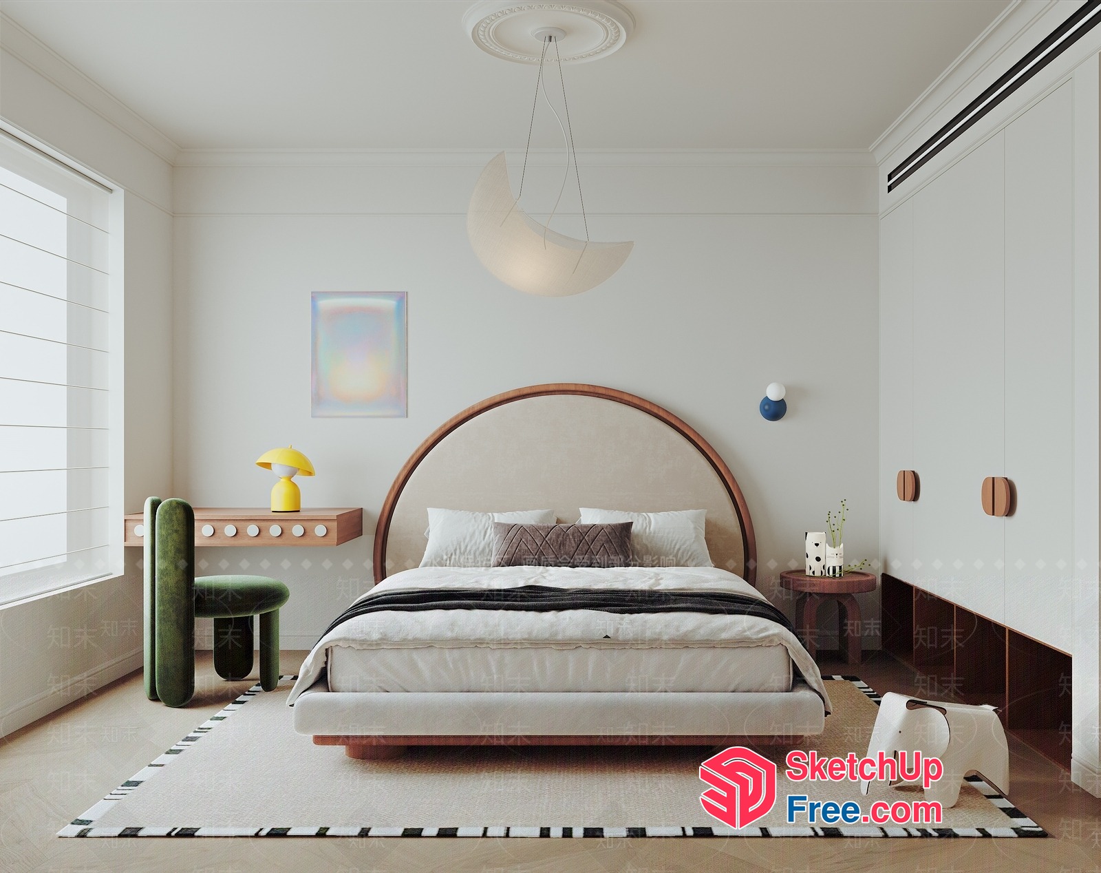 Modern Minimalist Bedroom With Unique Furniture 3D SketchUp File