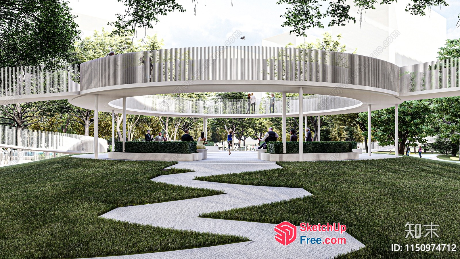 Modern White Outdoor Staircase And Railing 3D SketchUp File