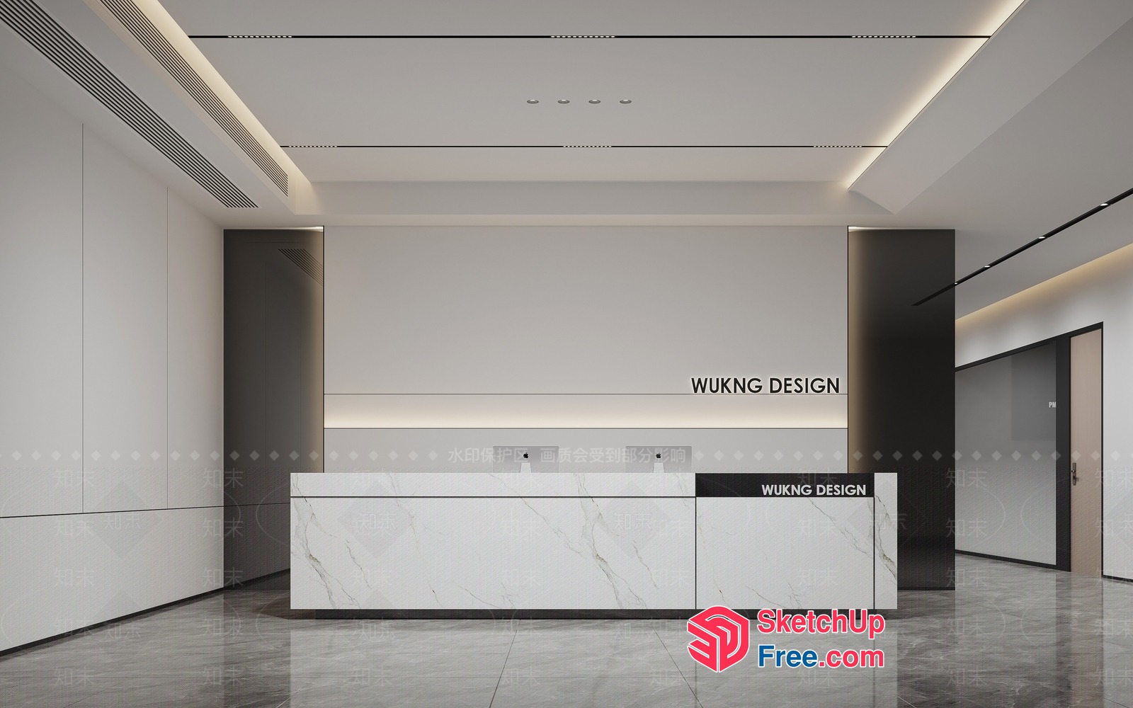 Modern Office Reception Area With Sleek Design 3D SketchUp File