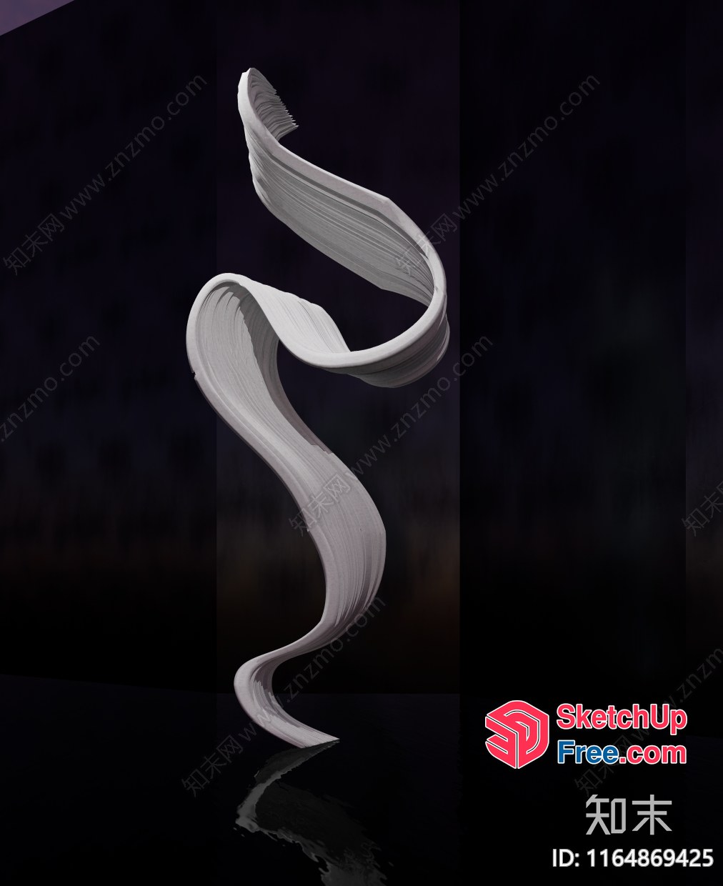 Elegant White Abstract Sculpture 3D SketchUp File