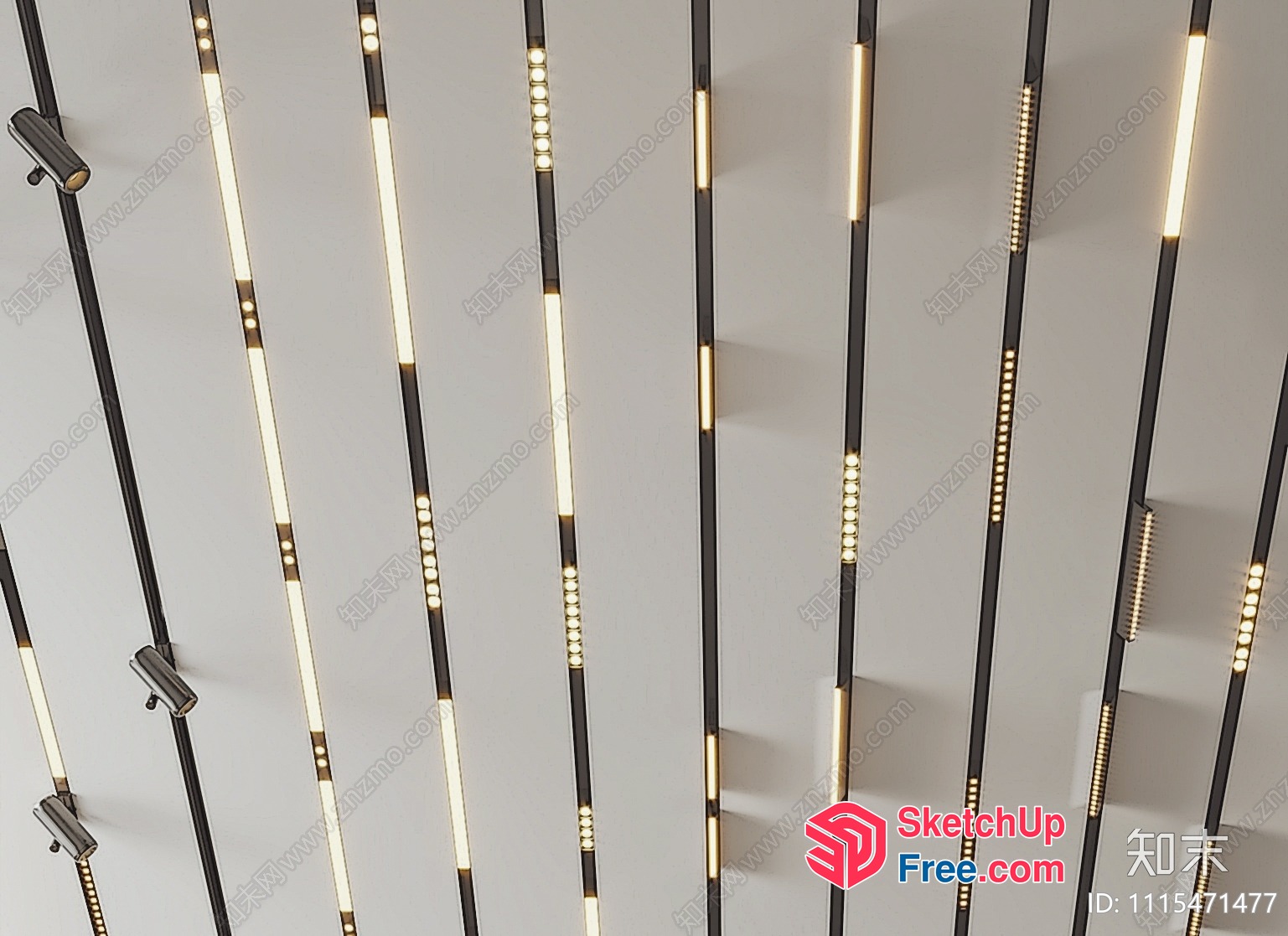 Modern Lighting Fixtures On A White Ceiling 3D SketchUp File
