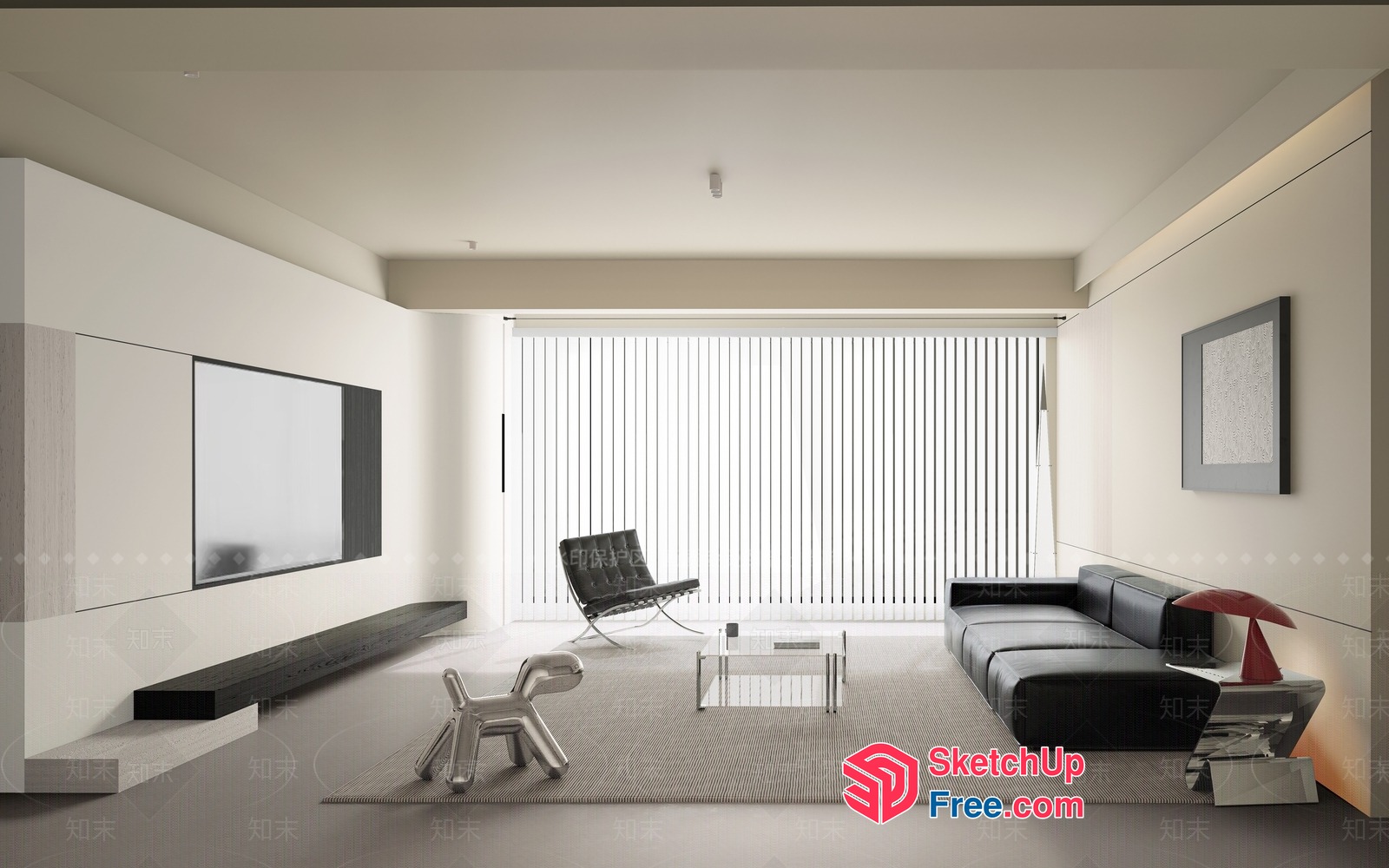 Modern Minimalist Living Room With Sleek Furniture 3D SketchUp File