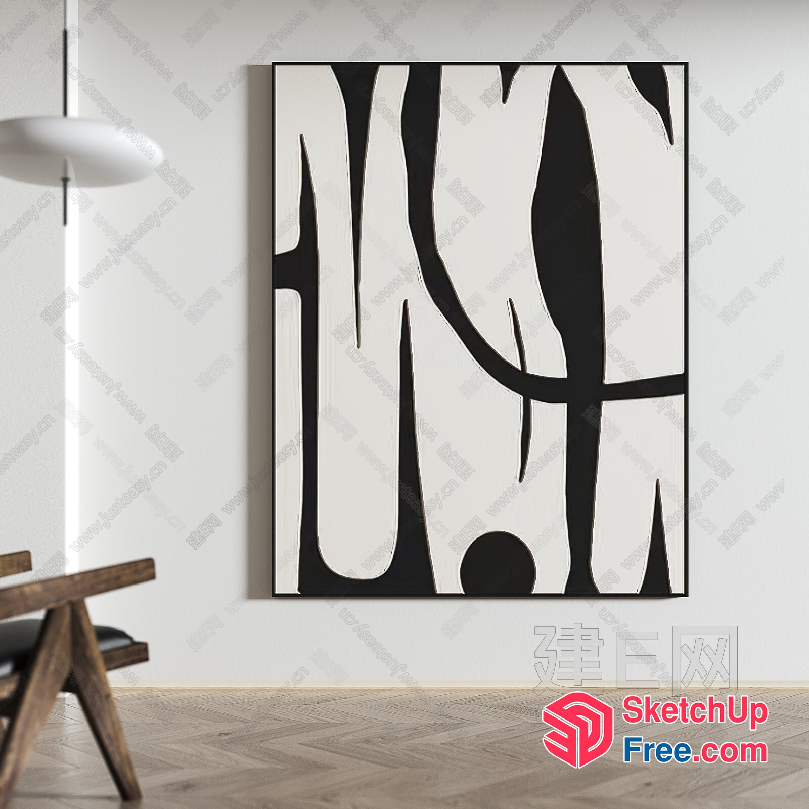 Modern Minimalist Black And White Artwork 3D SketchUp File