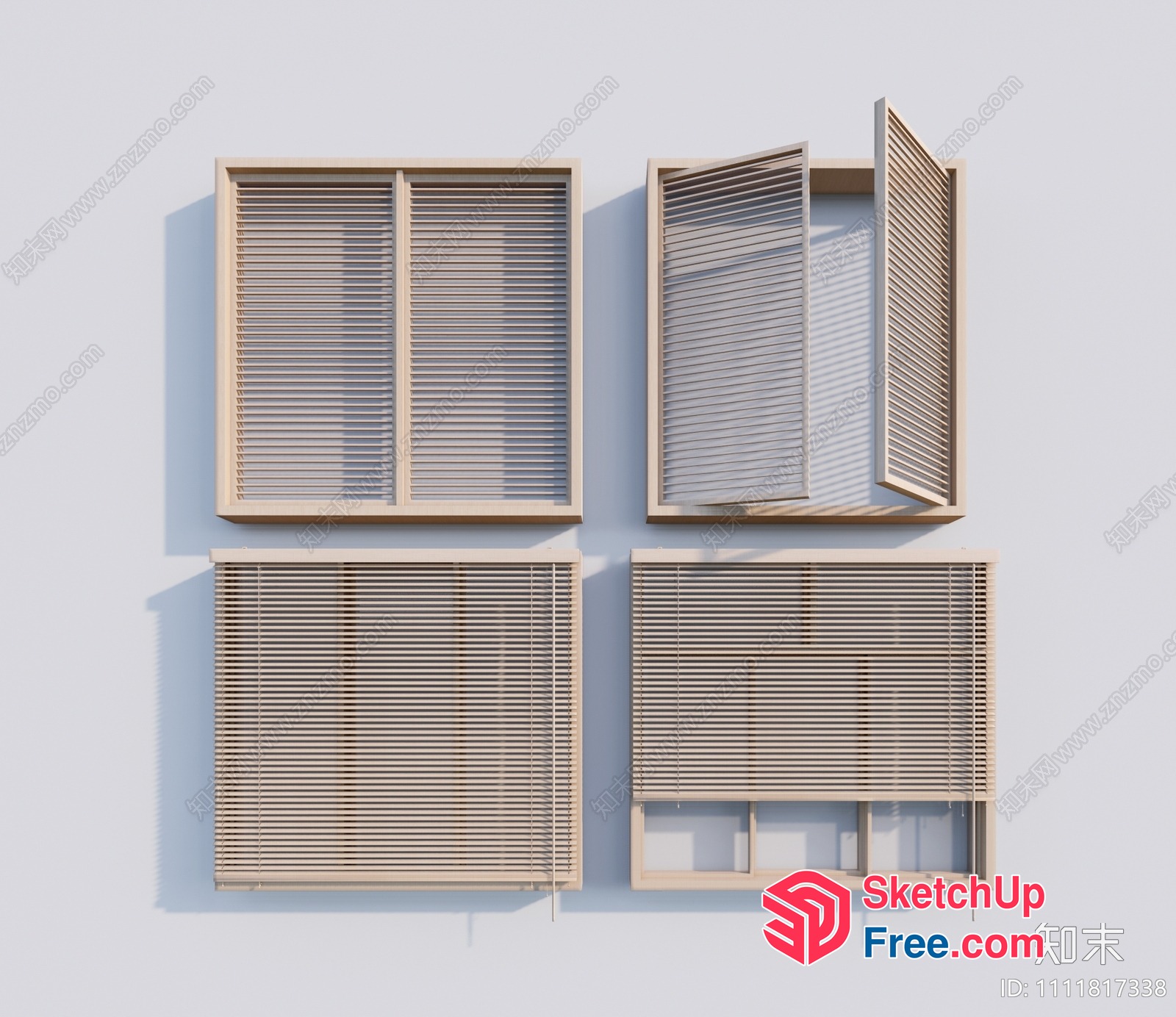 Wooden Window Blinds With Horizontal Slats 3D SketchUp File