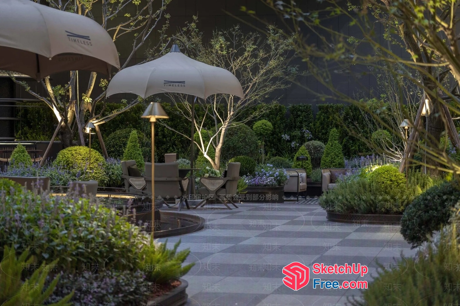 Elegant Outdoor Patio With Timeless Umbrellas And Seating 3D SketchUp File