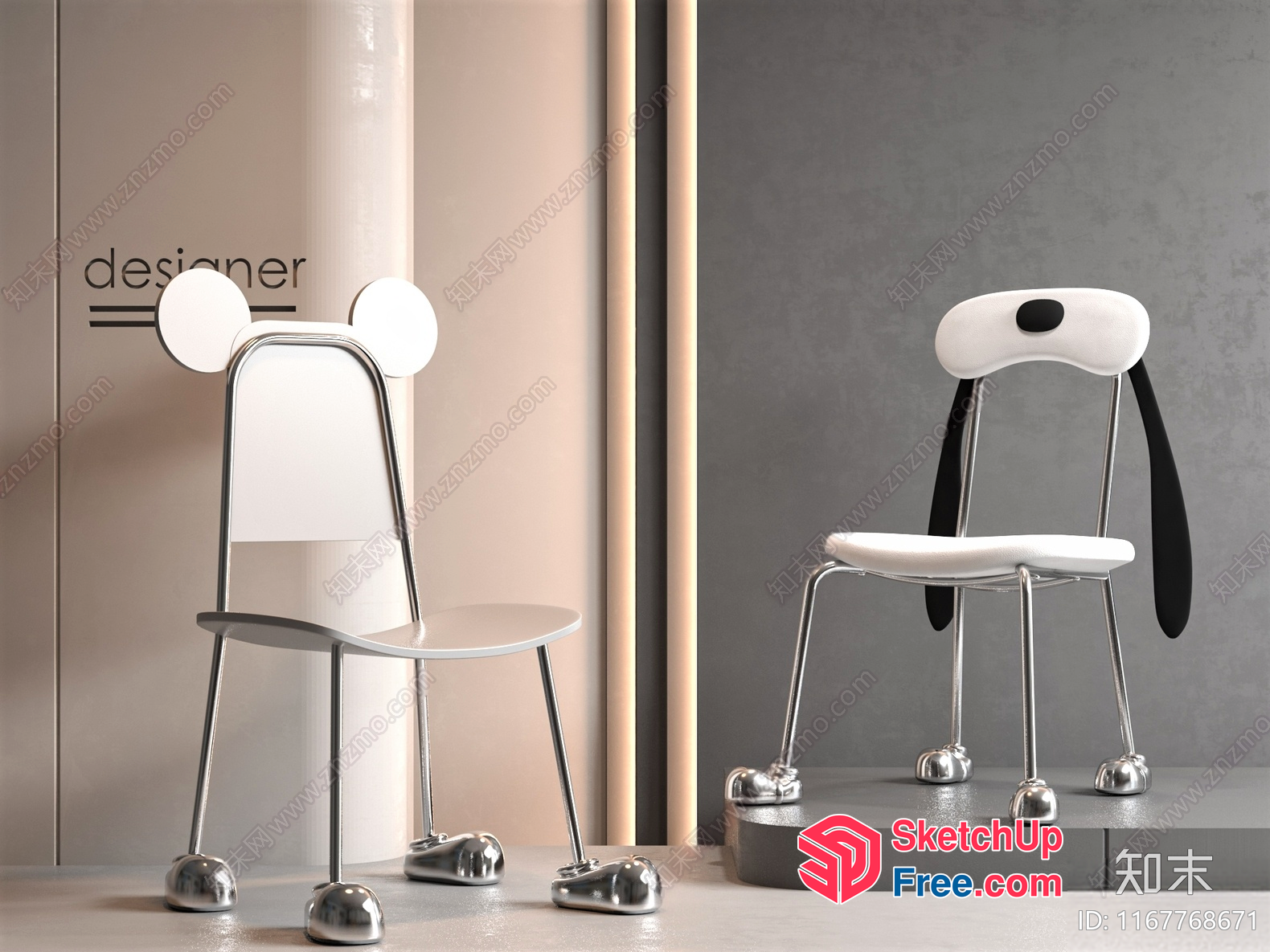 Modern Minimalist Animal-Shaped Chairs 3D SketchUp File