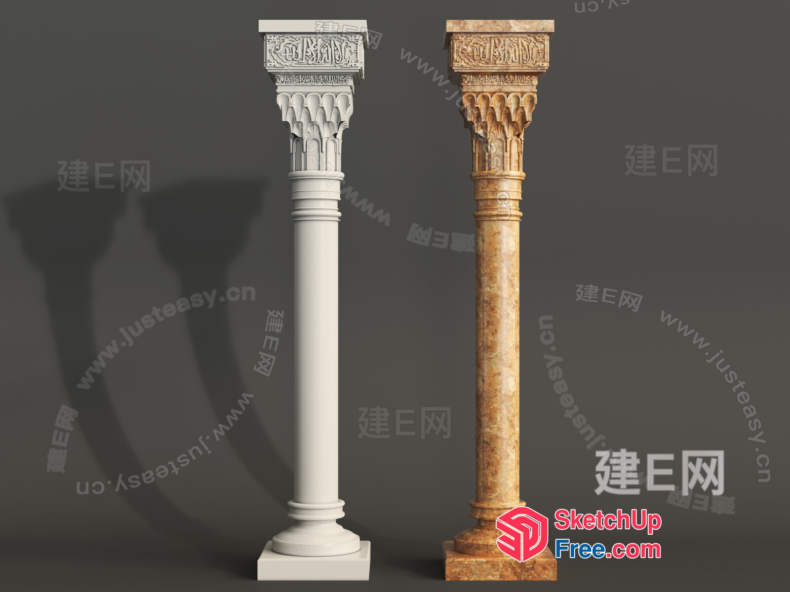 Ornate Pillars With Intricate Carvings 3D SketchUp File