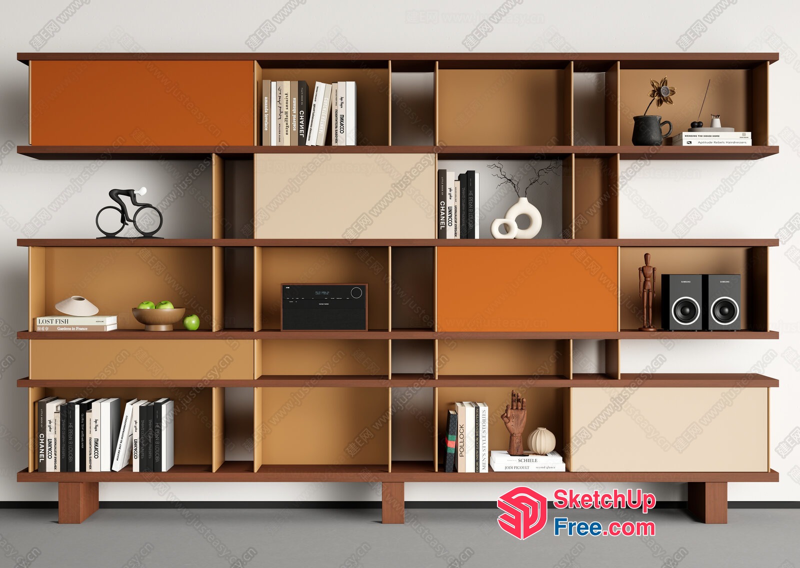 Modern Shelving Unit With Books And Decor 3D SketchUp File
