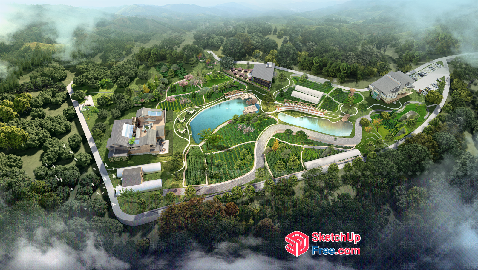 Serene Luxury Villa Resort 3D SketchUp File