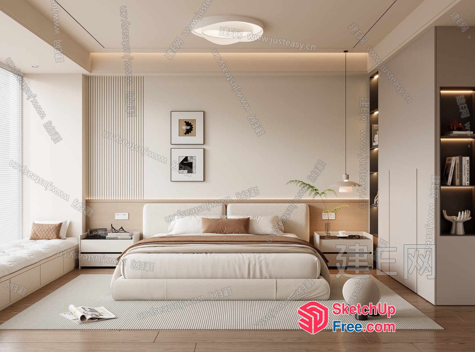Minimalist Japanese Style Bedroom 3D SketchUp File