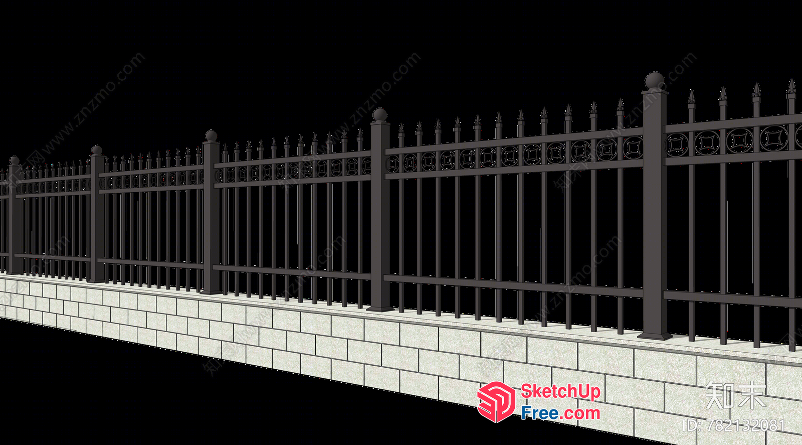 Elegant Metal Fencing With Ornate Design 3D SketchUp File