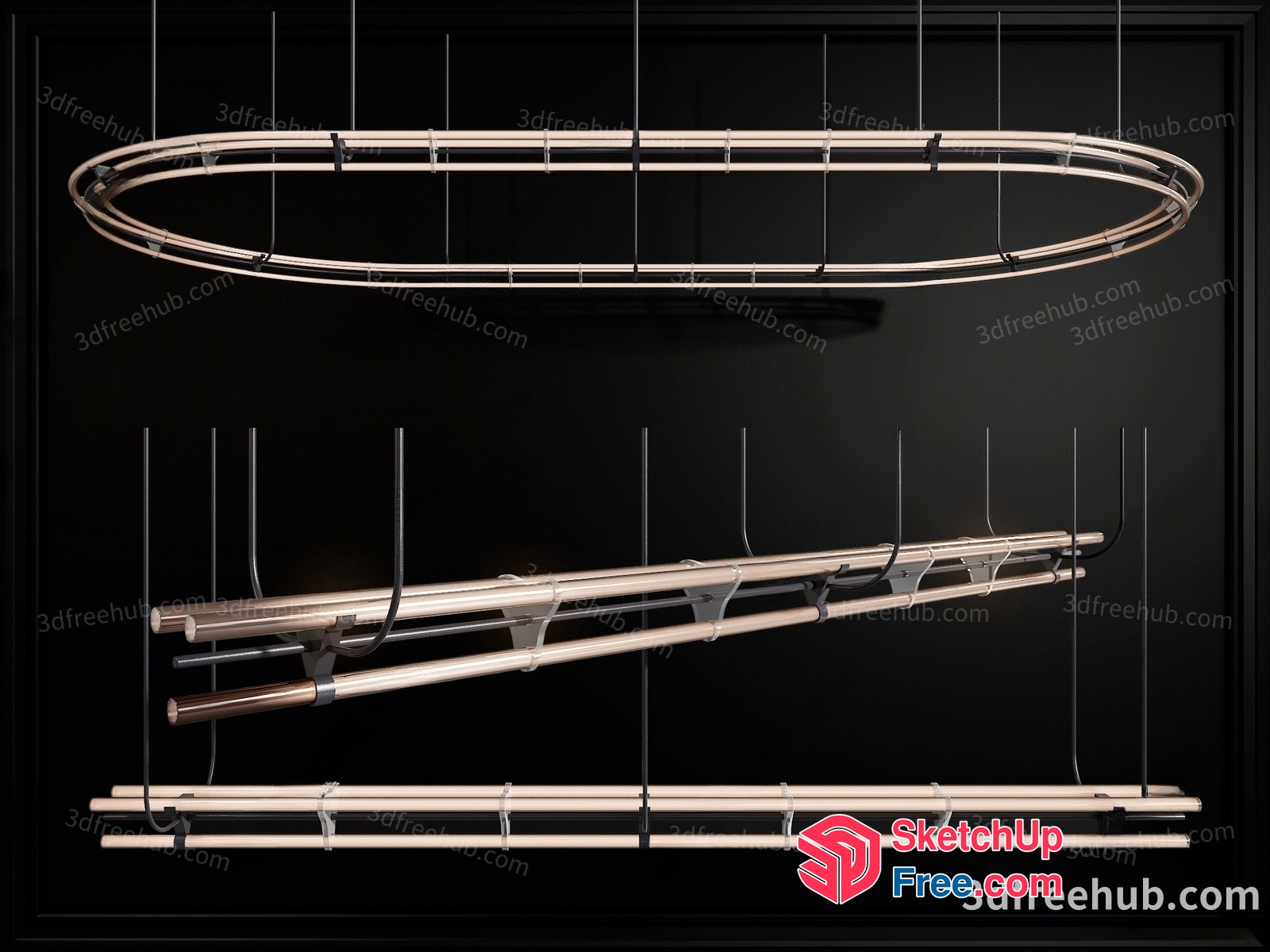 Suspended Oval Light Fixture 3D SketchUp File